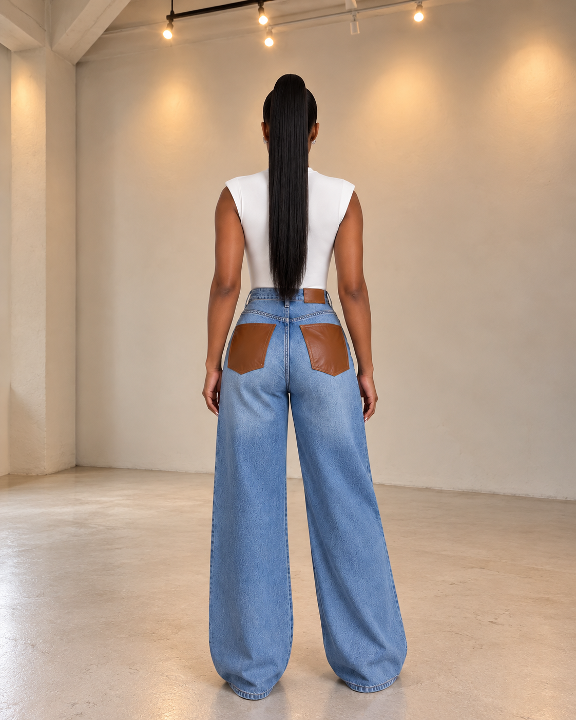 Calça jeans cintura alta casual