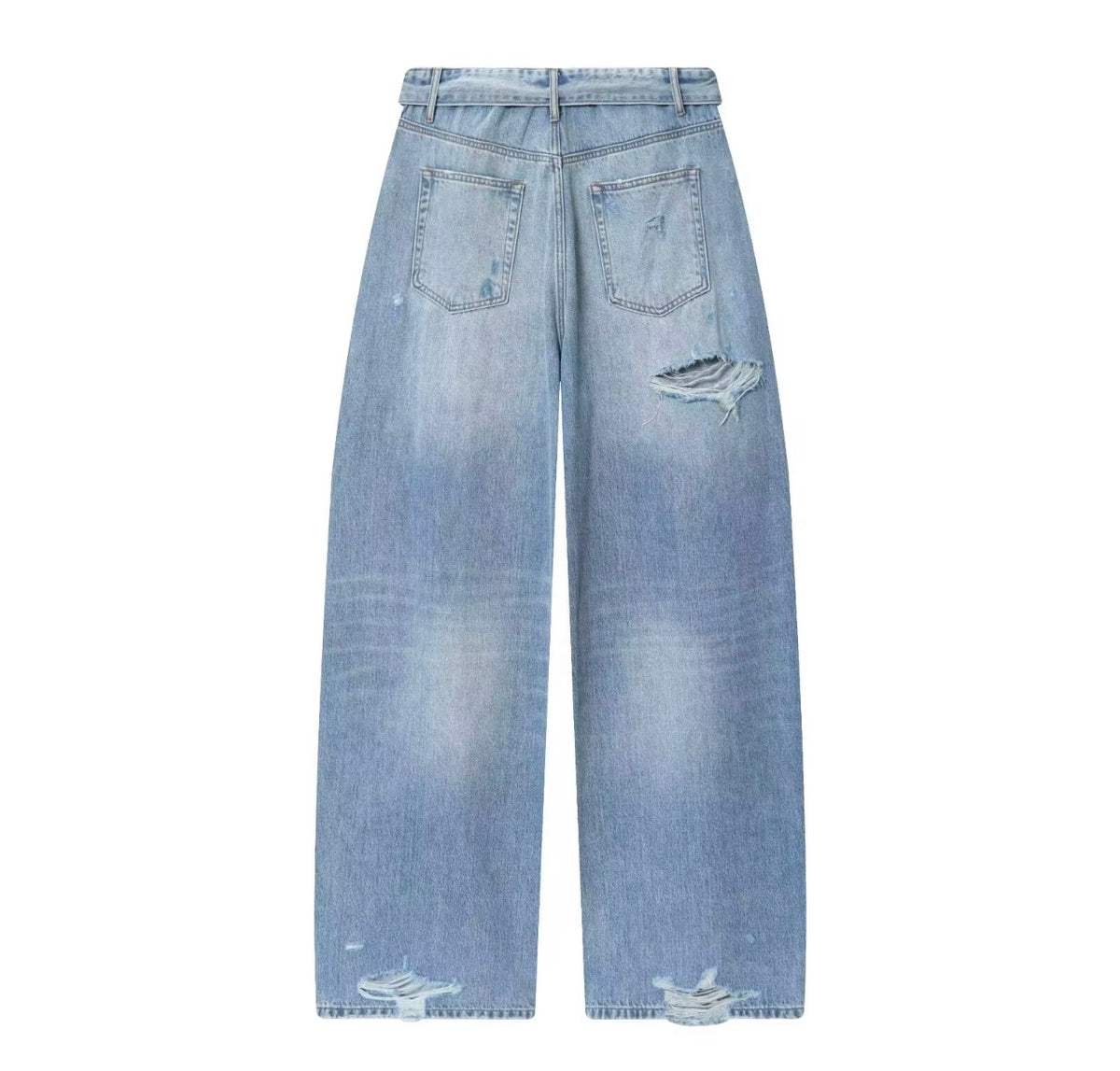 Mid-rise folded waist jeans