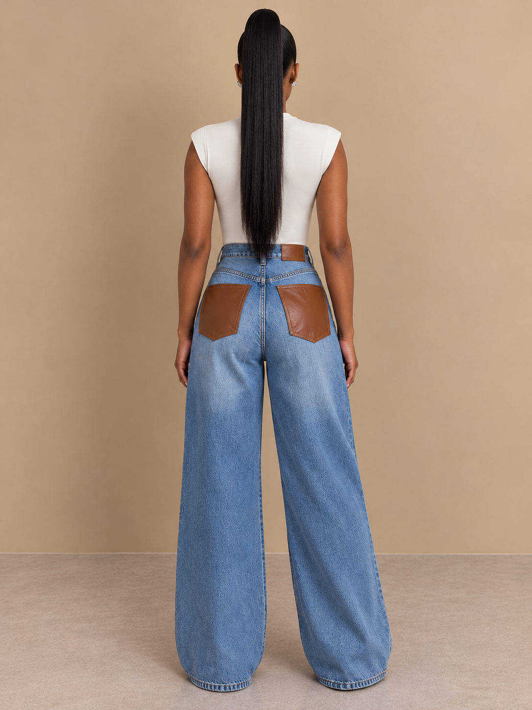 Calça jeans cintura alta casual